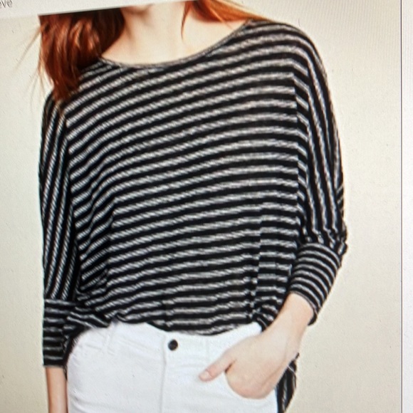 Joie Shugusa linen jersey striped boxy slouchy dolman sleeves top blouse S - Picture 3 of 4